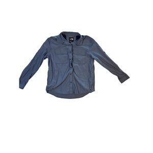 The North Face Womens Blue Button Up Utility Pocket Shirt Size Medium